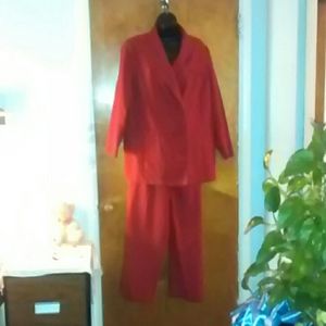 2 red double breasted peice pantsuit